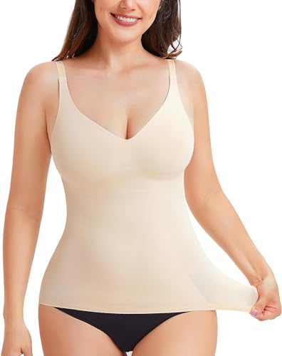 Gotoly Unterhemden Damen Bauchweg Hemd Formende Oberteile Nahtlose Tank Tops Shapewear Damen Top Figurformende Hemd Shaping Unterwäsche Bauch Weg Body Shaper (Beige, L) von Gotoly