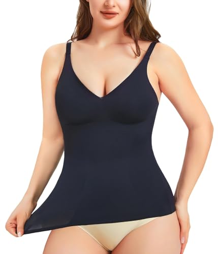 Gotoly Unterhemden Damen Bauchweg Hemd Formende Oberteile Nahtlose Tank Tops Shapewear Damen Top Figurformende Hemd Shaping Unterwäsche Bauch Weg Body Shaper (Schwarz, L) von Gotoly