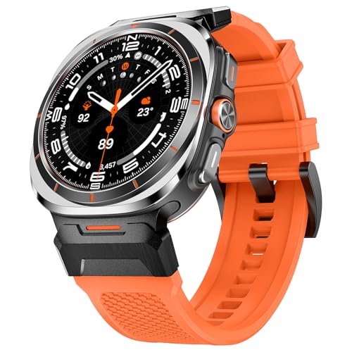 Goton Kompatibel mit Samsung Galaxy Watch Ultra Band 47 mm, Galaxy Watch 7 Ultra-Band, robuster Edelstahl-Metallanschluss, verbreitertes Silikonband für Samsung Watch Ultra 7, Zubehör, Orange Goton Kompatibel mit Samsung Galaxy Watch Ultra Band 47 mm, Galaxy Watch 7 Ultra-Band, robuster Edelstahl-Metallanschluss, verbreitertes Silikonband für Samsung Watch Ultra 7, Zubehör, Orange von Goton