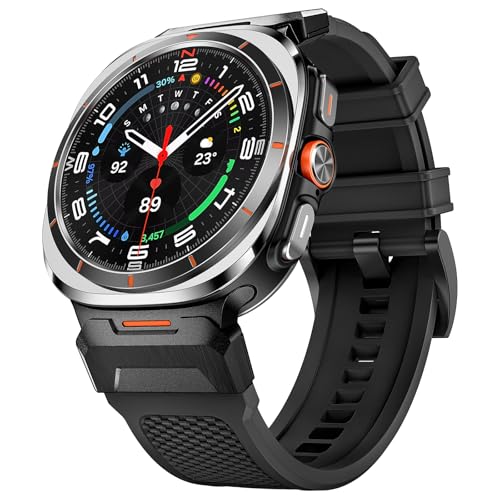 Goton Kompatibel mit Samsung Galaxy Watch Ultra Band 47 mm, Galaxy Watch 7 Ultra-Band, robuster Edelstahl-Metallanschluss, verbreitertes Silikonband für Samsung Watch Ultra 7, Zubehör, Schwarz Goton Kompatibel mit Samsung Galaxy Watch Ultra Band 47 mm, Galaxy Watch 7 Ultra-Band, robuster Edelstahl-Metallanschluss, verbreitertes Silikonband für Samsung Watch Ultra 7, Zubehör, Schwarz von Goton