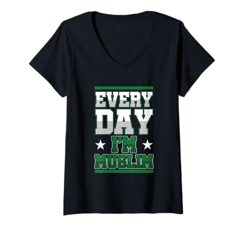 Damen Jeden Tag Moslem Muslim Islamische Religion Allah Geschenk T-Shirt mit V-Ausschnitt Damen Jeden Tag Moslem Muslim Islamische Religion Allah Geschenk T-Shirt mit V-Ausschnitt von Gott Glauben Gläubiger Anhänger Islam Religiös
