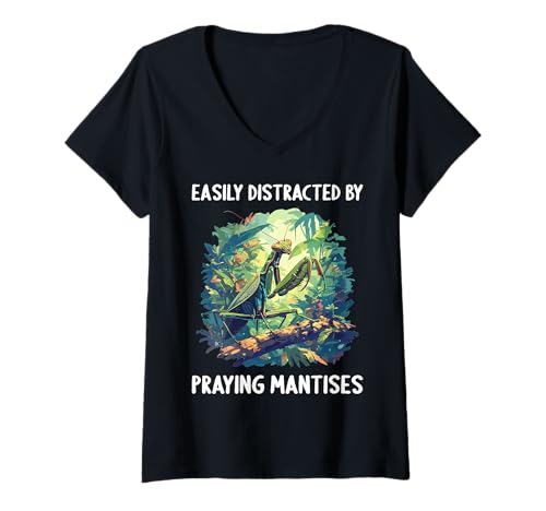 Damen Gottesanbeterinnen Gottesanbeterin T-Shirt mit V-Ausschnitt Damen Gottesanbeterinnen Gottesanbeterin T-Shirt mit V-Ausschnitt von Gottesanbeterinnen Gottesanbeterin Tier Shop