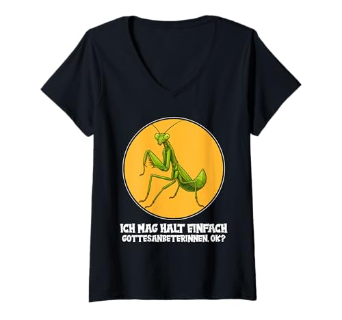 Damen Gottesanbeterinnen Gottesanbeterin T-Shirt mit V-Ausschnitt Damen Gottesanbeterinnen Gottesanbeterin T-Shirt mit V-Ausschnitt von Gottesanbeterinnen Gottesanbeterin Tier Shop