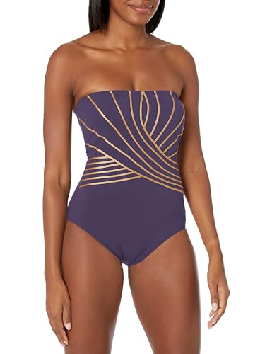 Gottex Damen Embrace 2024 Bandeau Badeanzug, Tinte/Gold, 38 von Gottex