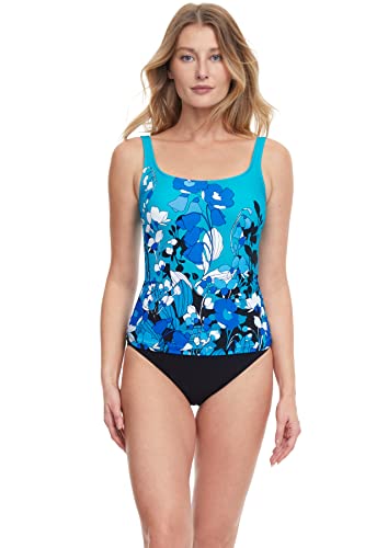 Gottex Damen Floral Art Tankini-Oberteil, Blau/Mehrfarbig, 50 von Gottex