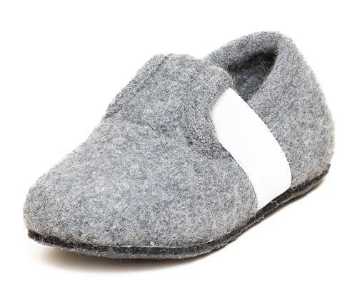 Gottstein Alpine Runner Kinderhausschuh aus 100% Schurwolle - Filzhausschuh für Kinder mit Gummizug & Rutschfester Sohle - Perfekt für Kindergarten & Kita Graumele | 33 von Gottstein