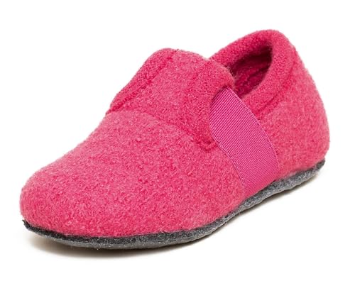 Gottstein Alpine Runner Kinderhausschuh aus 100% Schurwolle - Filzhausschuh für Kinder mit Gummizug & Rutschfester Sohle - Perfekt für Kindergarten & Kita Raspberry | 32 von Gottstein