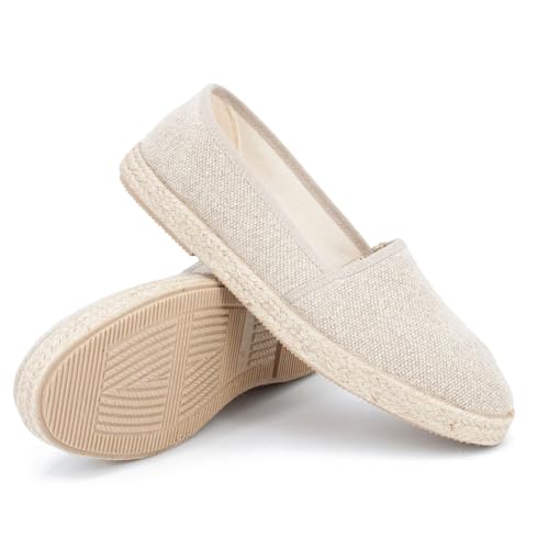Gottstein Camping Linen Uni V für Damen | Espadrille aus nachhaltiger Leinen Beige, 41 von Gottstein