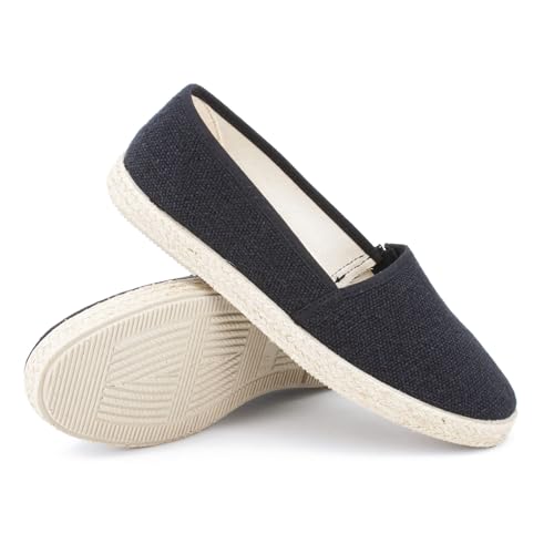 Gottstein Camping Linen Uni V für Damen | Espadrille aus nachhaltiger Leinen Schwarz, 38 von Gottstein