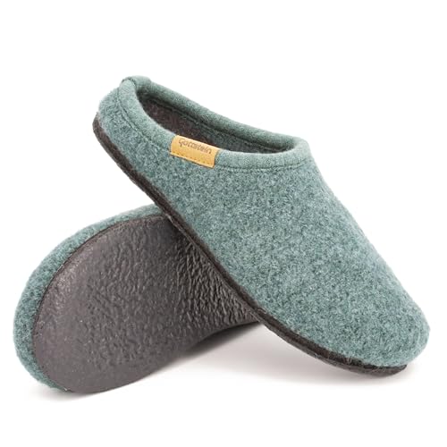 Gottstein Filz-Hausschuh ALP-COMFORT-FE - Damen & Herren Pantoffel aus 100% Schurwolle Bluegreenmele, 40 von Gottstein