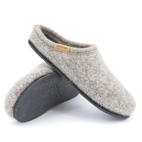 Gottstein Filz-Hausschuh ALP-COMFORT NATUR - Damen & Herren Pantoffel aus seltenen Wollen Shetlandschaf, 41 von Gottstein