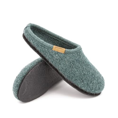 Gottstein Filz-Hausschuh Alpine Light - Damen & Herren Pantoffel aus 100% Schurwolle Bluegreenmele, 41 von Gottstein