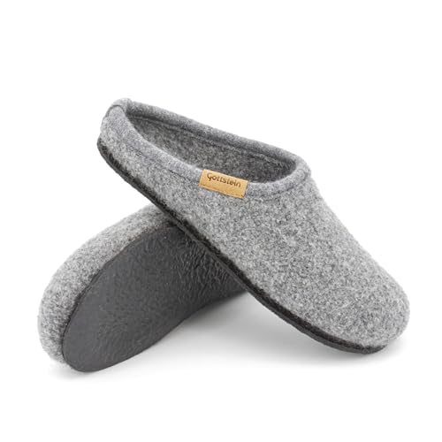 Gottstein Filz-Hausschuh Alpine Light - Damen & Herren Pantoffel aus 100% Schurwolle Graumele, 46 von Gottstein