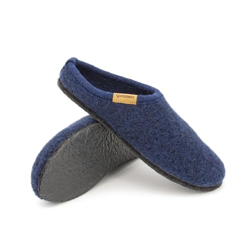 Gottstein Filz-Hausschuh Alpine Light - Damen & Herren Pantoffel aus 100% Schurwolle Ink Blue, 45 von Gottstein