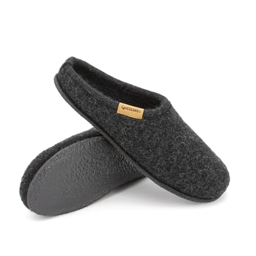 Gottstein Filz-Hausschuh Alpine Light - Damen & Herren Pantoffel aus 100% Schurwolle Kohle, 45 von Gottstein