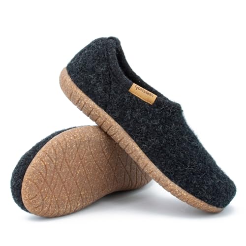 Gottstein Filz-Hausschuh Alpine Midcut - Damen & Herren Pantoffel aus 100% Schurwolle mit Komfort-Einlagesohle Kohle, 38 von Gottstein