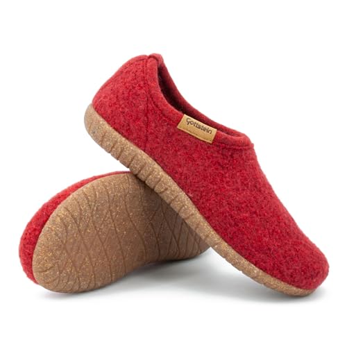 Gottstein Filz-Hausschuh Alpine Midcut - Damen & Herren Pantoffel aus 100% Schurwolle mit Komfort-Einlagesohle Red, 37 von Gottstein