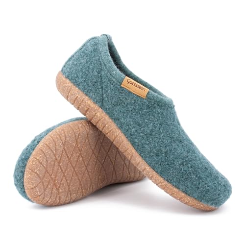 Gottstein Filz-Hausschuh Alpine Midcut - Damen & Herren Pantoffel aus 100% Schurwolle Oceangreen, 42 von Gottstein