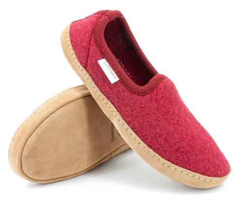 Gottstein Filz-Hausschuh Cheyenne für Damen & Herren | Hüttenschuh aus 100% Schurwolle Weinrot, 40 von Gottstein