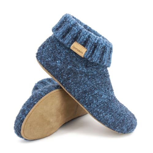 Gottstein Hüttenschuh Knit Boot - Filz-Hausschuh für Damen & Herren | Aus 100% Schurwolle Blue, 37 von Gottstein
