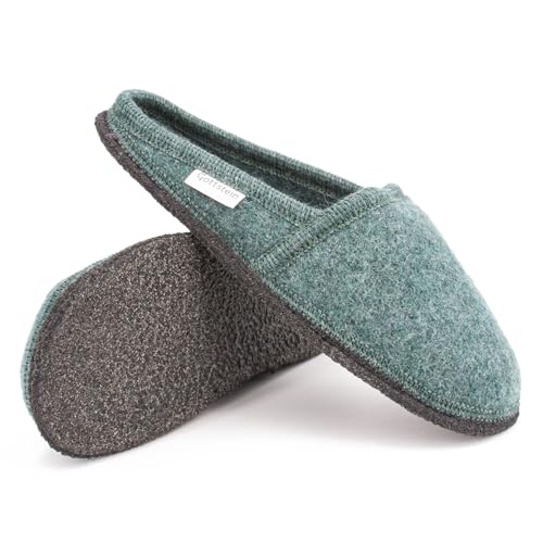 Gottstein Filz-Hausschuh Villach - Warme Pantoffel für Damen & Herren aus Reiner Schurwolle - Slipper mit Rutschfester und profilierter Sohle - Made in Tirol Oceangreen | 38 von Gottstein
