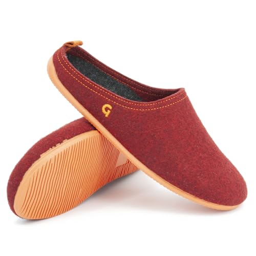 Gottstein Filzhausschuh Wool Slide-in für Damen & Herren - Pantoffel aus 100% Schurwolle Re-red/orange, 38 von Gottstein
