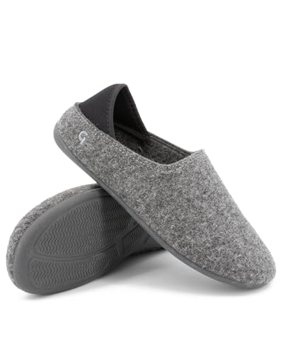 Gottstein Filzhausschuh Wool Slip-On aus 100% Schurwolle - für Damen & Herren - Rutschfeste Gummisohle Grey/charcoal, 43 von Gottstein
