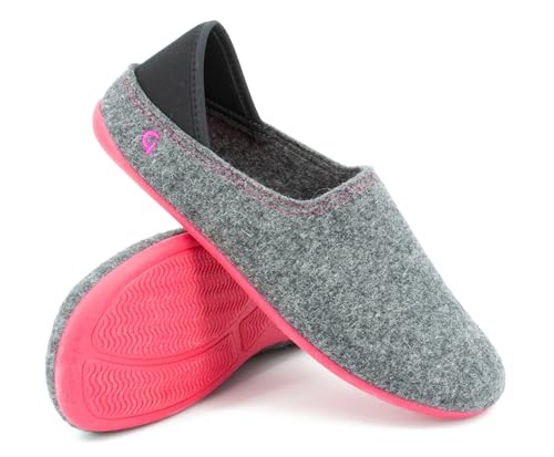 Gottstein Filzhausschuh Wool Slip-On für Damen & Herren - aus 100% Schurwolle Grey/raspberry, 38 von Gottstein