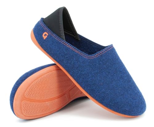 Gottstein Filzhausschuh Wool Slip-On für Damen & Herren - aus 100% Schurwolle Midnight/orange, 44 von Gottstein