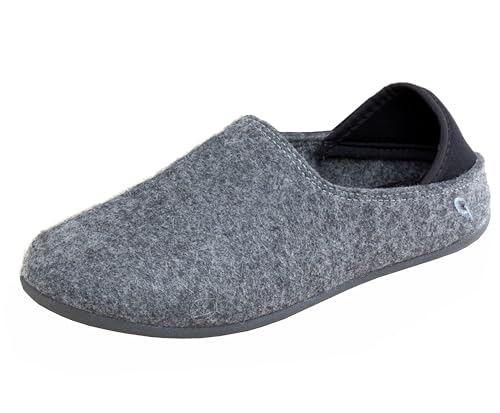 Gottstein Filzhausschuh Wool Slip-On für Damen & Herren - Hausschuh mit weichem Fersenriemen - Filzhausschuh mit Gummi-Sohle Grey/Charcoal | 38 von Gottstein