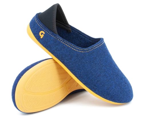 Gottstein Filzhausschuh Wool Slip-On aus 100% Schurwolle - für Damen & Herren - Rutschfeste Gummisohle Midnight/lux, 44 von Gottstein