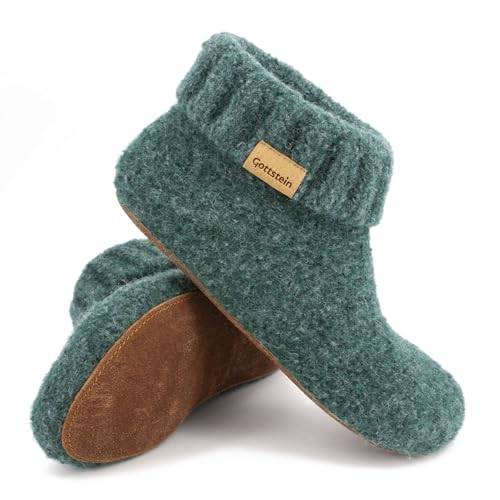 Gottstein Hüttenschuh Knit Boot - Filz-Hausschuh für Damen & Herren | Aus 100% Schurwolle Oceangreen, 36 von Gottstein
