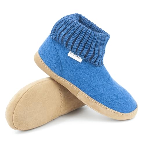 Gottstein Hüttenschuh Dakota aus 100% Schurwolle - Filz-Hausschuh für Damen & Herren = 15013 Arctic Blue, 40 von Gottstein