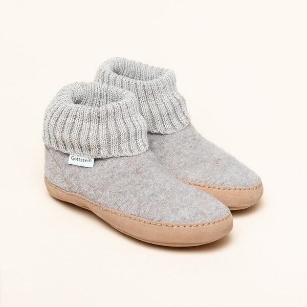 Gottstein Hüttenschuh Dakota - Hoher Filzhausschuh für Damen & Herren aus 100% Schurwolle mit extra bequemer Ledersohle & elastischem Strickbund von Gottstein