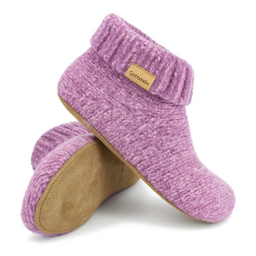 Gottstein Hüttenschuh Knit Boot - Filz-Hausschuh für Damen & Herren | Aus 100% Schurwolle Pastel-pink, 40 von Gottstein
