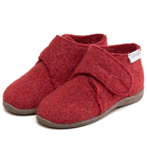 Gottstein Kinder-Hausschuh Alpine Racer RU für Jungen & Mädchen aus 100% Schurwolle Redmele/brown, 30 von Gottstein