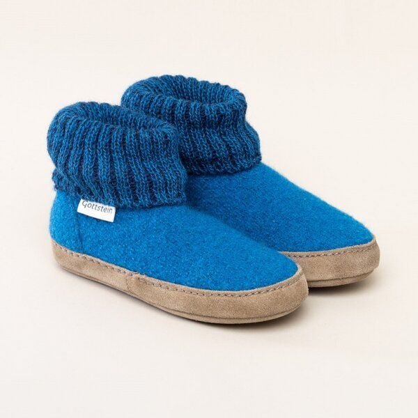 Gottstein Kinder Hüttenschuh Alpine Boot LE - Aus reiner Bio-Schafwolle für Jungen & Mädchen mit Ledersohle - Hausschuh Made in Tirol von Gottstein