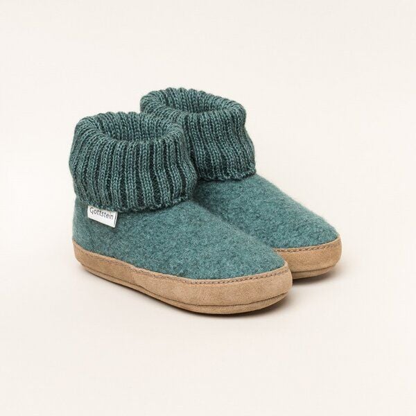 Gottstein Kinder Hüttenschuh Alpine Boot LE - Aus reiner Bio-Schafwolle für Jungen & Mädchen mit Ledersohle - Hausschuh Made in Tirol von Gottstein