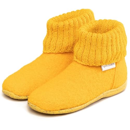 Gottstein Kinder-Hüttenschuhe Alpine Boot RU - Filz-Hausschuh aus Reiner Schurwolle - elastischer Strickbund - Kork-Gummi-Sohle = 15372 Lux | 30 von Gottstein