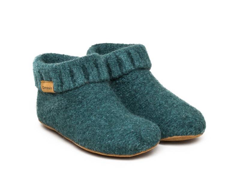 Gottstein Knit Boot Hüttenschuhe (1-tlg) Hüttenschuh - Aus 100% Schurwolle, Sohle aus Rindsleder von Gottstein
