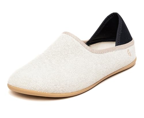 Gottstein Linen Slip-on Hausschuh für Damen & Herren - Leinenhausschuh mit Gummisohle für Drinnen & Draußen - Veganer Barfusschuh Beige | 39 von Gottstein