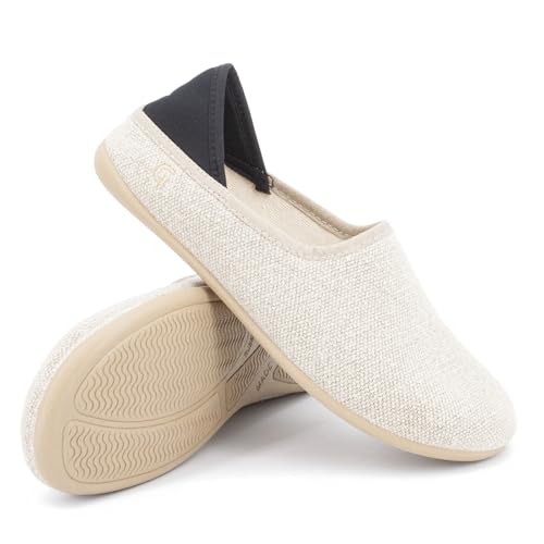 Gottstein Linen Slip-on für Damen & Herren - Stylischer Sommerschuh mit Rutschfester Gummisohle Beige, 46 von Gottstein