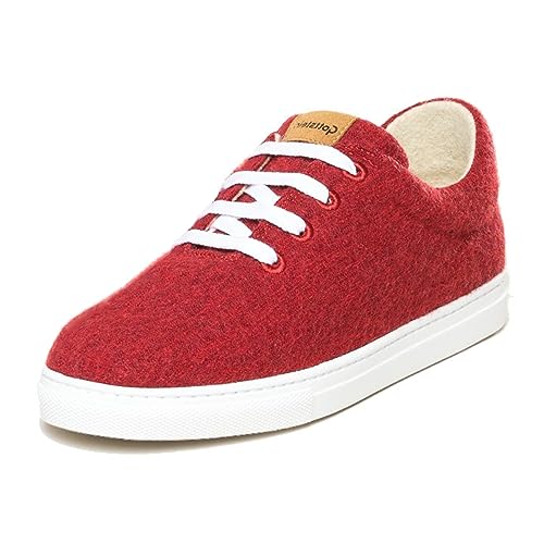 Gottstein Wool Walker 101 - Woll Sneaker für Damen & Herren | stylische Sneaker aus feinster Wolle - Obermaterial 100% Schurwolle - Gummisohle Red, 41 | Woll-Sneaker von Gottstein