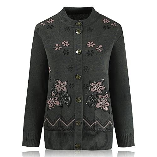 Gouekst Mutters Strickpullover Cardigan - Hook Flower Älterer Pullover Im Mittleren Alter Damen Strickjacken Mütter Langarm Top Oma Frühling Herbst Mantel,Armeegrün,Einheitsgröße Gouekst Mutters Strickpullover Cardigan - Hook Flower Älterer Pullover Im Mittleren Alter Damen Strickjacken Mütter Langarm Top Oma Frühling Herbst Mantel,Armeegrün,Einheitsgröße von Gouekst