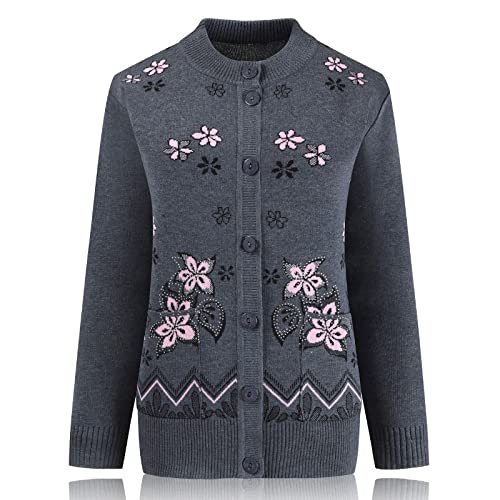 Gouekst Mutters Strickpullover Cardigan - Hook Flower Älterer Pullover Im Mittleren Alter Damen Strickjacken Mütter Langarm Top Oma Frühling Herbst Mantel,Grau,Einheitsgröße Gouekst Mutters Strickpullover Cardigan - Hook Flower Älterer Pullover Im Mittleren Alter Damen Strickjacken Mütter Langarm Top Oma Frühling Herbst Mantel,Grau,Einheitsgröße von Gouekst