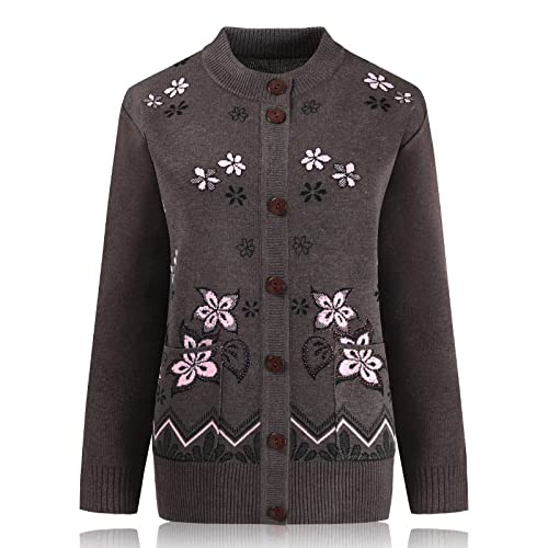 Gouekst Mutters Strickpullover Cardigan - Hook Flower Älterer Pullover Im Mittleren Alter Damen Strickjacken Mütter Langarm Top Oma Frühling Herbst Mantel,Khaki,Einheitsgröße Gouekst Mutters Strickpullover Cardigan - Hook Flower Älterer Pullover Im Mittleren Alter Damen Strickjacken Mütter Langarm Top Oma Frühling Herbst Mantel,Khaki,Einheitsgröße von Gouekst