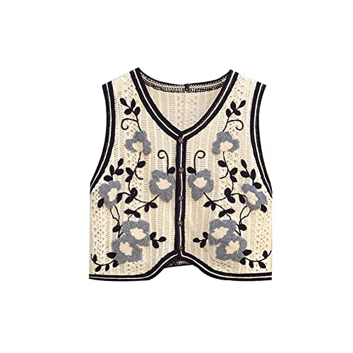 Gouekst Retro Bestickte Strickweste Jacke - Damen Frühling Und Herbst Draußen Mit Einer Modischen Weste Jacke Knöpfen V-Ausschnitt Ausschnitt Blumen Für Damen Oberteile Oberbekleidung,Schwarz,Ei Gouekst Retro Bestickte Strickweste Jacke - Damen Frühling Und Herbst Draußen Mit Einer Modischen Weste Jacke Knöpfen V-Ausschnitt Ausschnitt Blumen Für Damen Oberteile Oberbekleidung,Schwarz,Ei von Gouekst