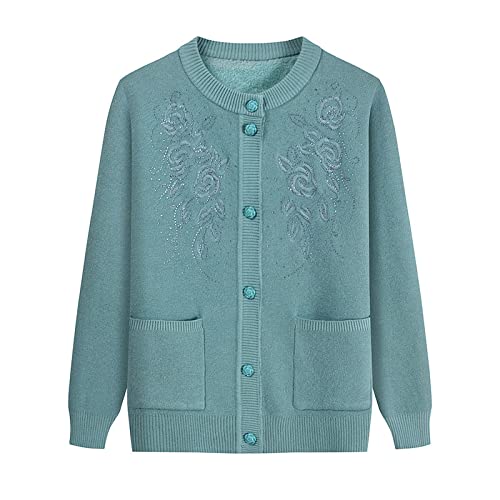 Mother's Knitted Sweaters Cardigan - Gestickte Blumen Oma Plus Velvet Sweater Coat Warme Strickjacke Mittleren Alters Für Herbst-Winter-Frauen Dickes Oberteil,Grün,X,Large Mother's Knitted Sweaters Cardigan - Gestickte Blumen Oma Plus Velvet Sweater Coat Warme Strickjacke Mittleren Alters Für Herbst-Winter-Frauen Dickes Oberteil,Grün,X,Large von Gouekst