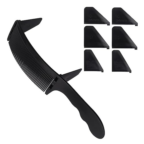 Goufride 1 Set Positionierungskamm Friseur Haarschneidekamm Salon Friseurschere Gebogener Kamm für Männer Haarstyling-Werkzeug Schwarz von Goufride