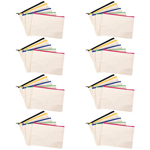 Goufride 40 StüCk Leinwand Kosmetik Tasche Leinwand Reiß Verschluss Tasche Bleistift Etui DIY Hand Gefertigte Tasche DIY Handwerks Schule Multi Farbe Reiß Verschluss von Goufride